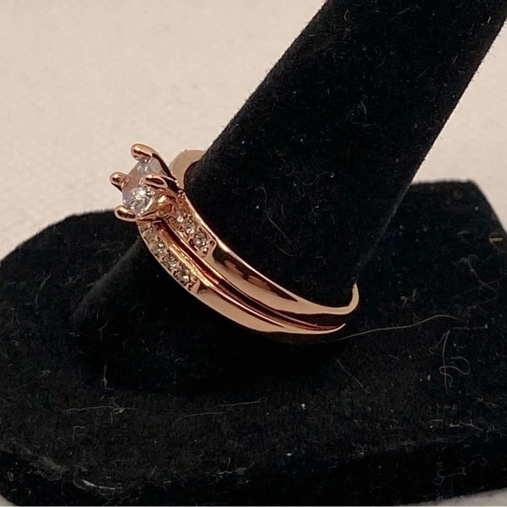 Cubic Zirconia Rose Gold Piece Wedding Band Ring (5,9)